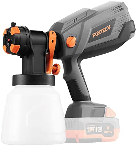 FUXTEC Pistola a spuzzo a batteria 20V FX-E1CSP20 spruzzatore/polverizzatore per Vernice da 1l - 3 modelli di spruzzo e diversi ugelli - 600ml/min Senza batterie, Senza caricabatteria Solo