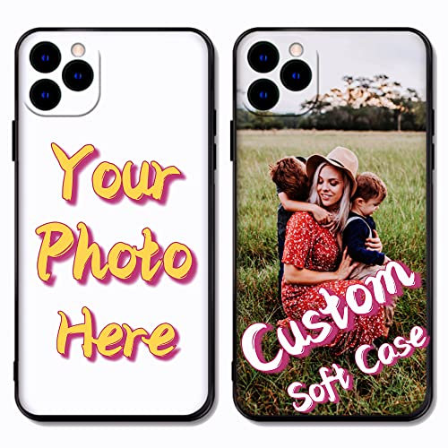 Unique-Custom-Gift Personalized Photo Black Matte Soft TPU Slim Phone Case for Apple iPhone 7 8 Plus SE XR XS 11 12 13 14 15 16 Pro Max, Customize Picture Thin Silicone Back Protective Bumper Cover