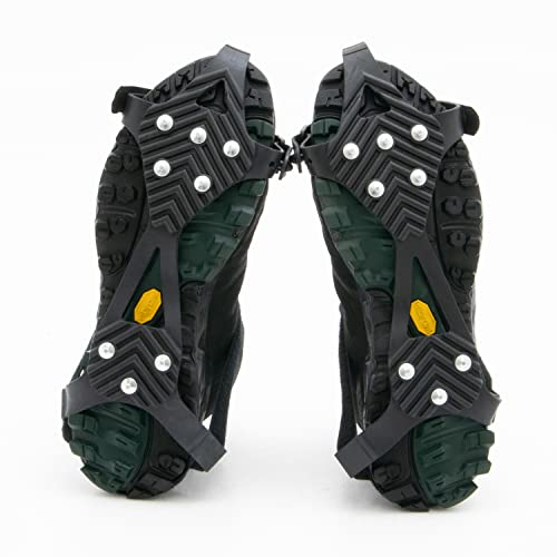 HAFIX® Spikes Schuhspikes Schuhkrallen Anti-Rutsch Schuh-Kette. Eisstollen für Sicherheit im EIS Schnee Glätte. Stollen Steigeisen mit Schnalle Wandern Schuhkralle 1 Paar. 8 Krallen Star.