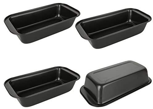 YAYODS 4Pcs Bread Loaf Tin, 2lb Non-Stick Coated Bread Tins for Baking, Premium Carbon Steel Loaf Pan for Cooking Bakeware, Black, 25.2x13x6.2CM