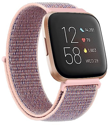 Oumida Kompatibel mit Fitbit Versa 2 Armband/Fitbit Versa Armband für Damen Herren, Ersatzarmband Nylon Sport Loop Uhrenarmband für Fitbit Versa 2/Fitbit Versa/Versa Lite, Rosa