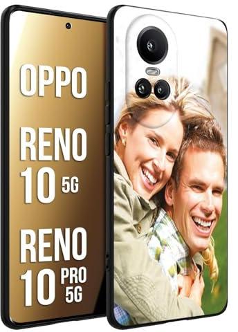 CUSTOMIZZA - Custodia cover nera morbida in tpu compatibile per Oppo Reno 10 5G - 10 PRO 5G personalizzata con foto immagine scritta a piacere