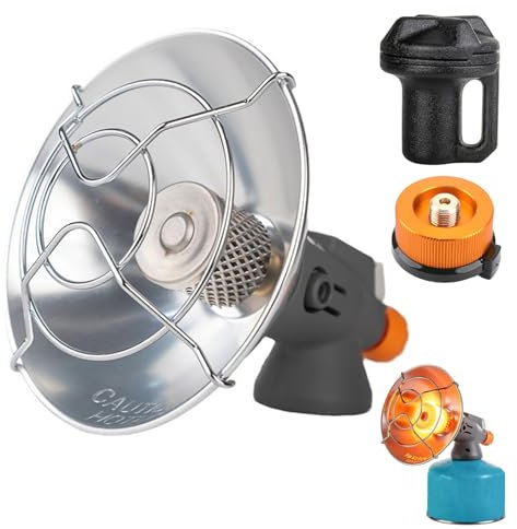 Chauffage de gaz de camping portable avec adaptateur et boîte de rangement chauffage d'énergie chauffante rapide chauffage de camping en acier inoxydable chauffe