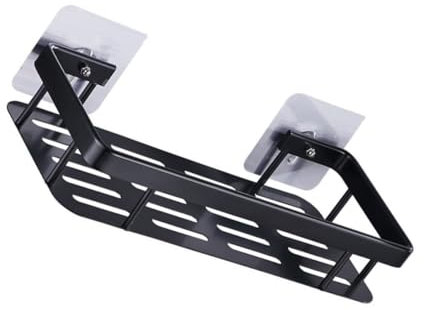 OSALADI 1stück Aluminium Wandmontierter Aufbewahrungsregal Multifunktionale Ablage Für Und Badezimmeraccessoires Feuchtigkeitsbeständig Platzsparend Elegantem Schwarz
