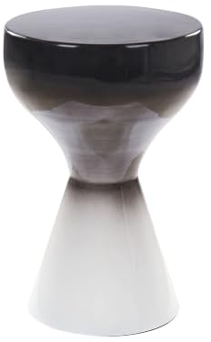 Beliani Beistelltisch Metall schwarz-weiß rund 30 cm Pilzform Wohnzimmertisch Tibito