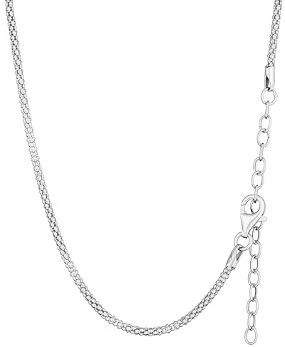 NKlaus 40/45+5cm Himbeerketten 925 Silber längenverstellbar Halskette 1,75mm breit Damen Silberkette