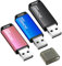 DONWEI Cle USB 64 Go, Clé USB,Lot de 3 Clés USB avec Lumière LED Rapide Grande Capacité, Métal Clef USB Mémoire Externe pour Le Stockage de Musique et des Dossiers (Rose, Bleu, Noir)