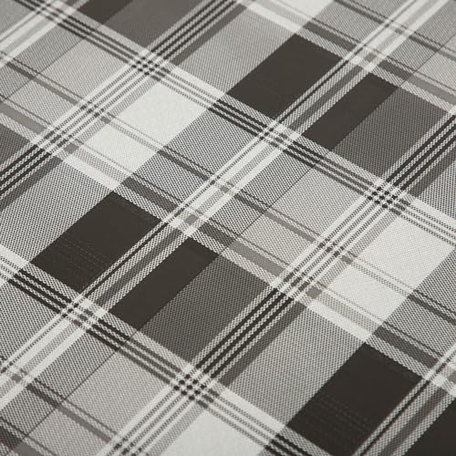 Wachstuch Tischdecke weiß schwarz kariert rund abwaschbar Gartentischdecke fleckenabweisend (160 cm rund)
