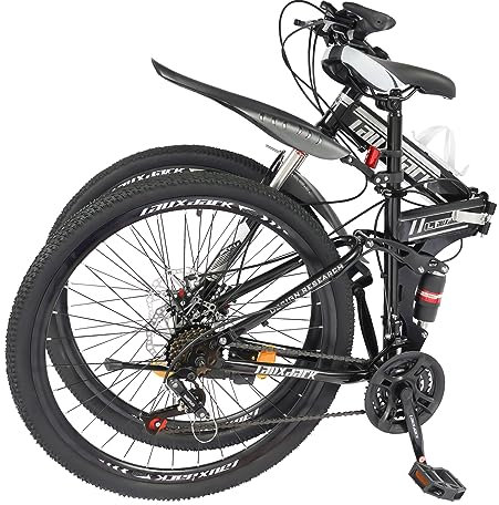 Brride 26 Zoll Klappfahrrad für Erwachsene, 21-Gang Mountainbike, Doppelscheibenbremse, Hochleistungs-Kohlenstoffstahlrahmen, Vordere und Hintere Stoßdämpfung Fahrrad für Bergstraße,Radfahren