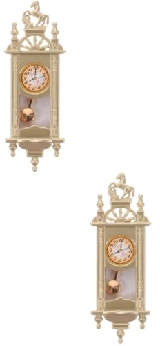 TOYANDONA 2stücke Mini Pendeluhren Ornament Für Mini-häuser Retro-Dekoration Geräuschlos Für Modellbau Und Miniatur-szenen Braunes Design Perfekter Wohnaccessoire