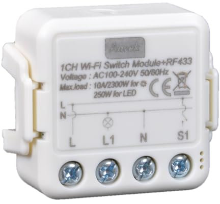 anvek Smart WiFi interruptor, relé temporizador interruptor inteligente RF433MHz Switch,Mando a distancia para domótica módulo control, compatible con TUYA/Smart Life, Alexa, Echo (1)