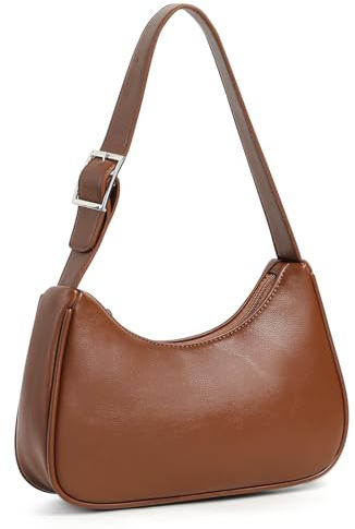 BAIGIO Kleine Umhängetasche Damen Schultergurtasche Weiches Crossbody Bag Elegante Y2K Schultertasche Damen mit schmalem Braun