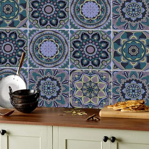 ANHUIB 18 Stück Fliesenaufkleber 15x15,Selbstklebende Fliesenfolie Küche,Badezimmer Fliesen Wandaufkleber,Fliesensticker Bad Mosaik,Fliesen Küche Wandtattoo,Selbstklebende Klebefolie Wandfliesen Deko