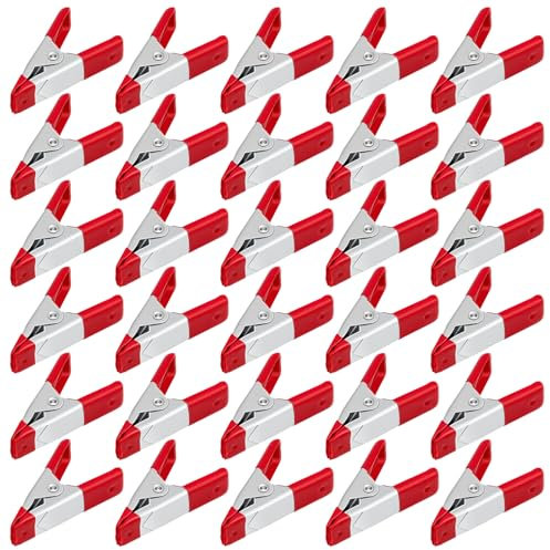 30 Pcs Small Spring Clamp,2 Inch Mini Clamps,Heavy Duty Spring Clamps Maximum Opening Of 0.78 Inch,Pvc Plastic Coated Handle,Perfect For DIY, Woodworking, Home Decoration, Or Industrial Production,Red
