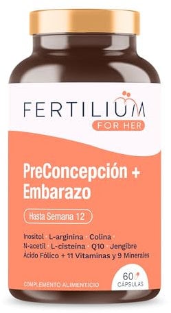 Fertilium Kinderwunsch Folsäure + Inositol + Q10 - Hilfsmittel - Prenatal Vitamins - Schwangerschafts Vitamine + 9 Mineralien - 60 Kapseln