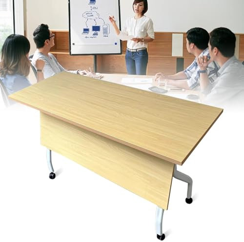 DRFGNF Rechteckiger Konferenztisch mit Klappdesign und Rollen. Moderner Konferenztisch für Meetings und Schulungen (Farboptionen verfügbar)