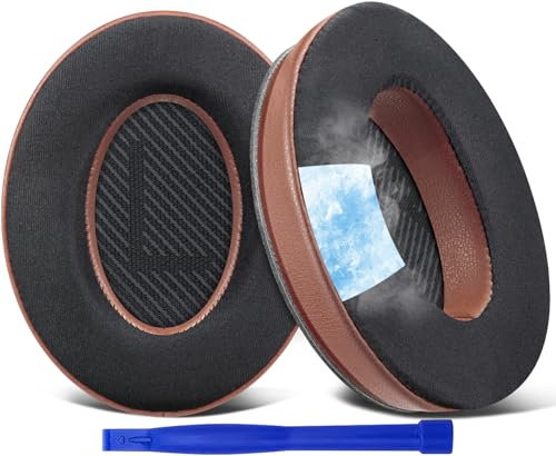 SoloWIT Almohadillas de Gel Refrescante de Repuesto, Almohadillas para Bose QuietComfort 35 (QC35) y Quiet Comfort 35 II (QC35 II), Espuma Aislante del Ruido - Café