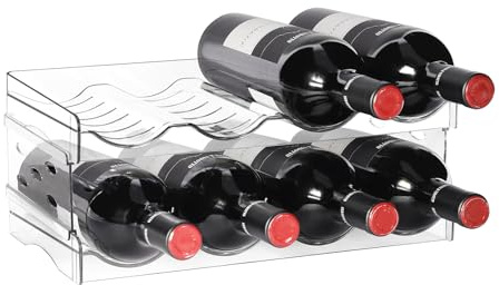 BoxedHome Wine Rack, Stackable Water Bottle Organiser, Plastic Bottle Holder, Cupboard Organiser, Cabinet, Pantry (2 Tier 8 Bottles)