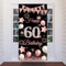 Pancarta de 60 cumpleaños, decoración de 60 años, fondo de puerta para mujeres y hombres, 60 cumpleaños, decoración para fiestas de cumpleaños, cartel de bienvenida, 180 x 90 cm (negro, rosa-60)
