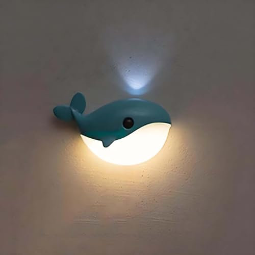 AoLa LED Wandleuchte Mit Bewegungsmelder, Akku Wandlampe Kinderzimmer Tier Walfisch Kabellos Nachtlicht USB Aufladung Up Down Beleuchtung Jungen Mädchen Zimmer Deko Wandbeleuchtung