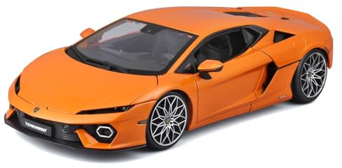 Bburago - Lamborghini Temerario, Auto Diecast in Scala 1:18, Arancione, 3+ | Modellino Hypercar da Collezione con Porte, Cofano e Bagagliaio Apribili, Ruote Sterzanti, Licenza Ufficiale