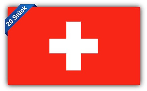 20 Stück Schweiz Aufkleber 8x5 cm/Switzerland Sticker Flagge - Autoaufkleber Swiss Fahne mit UV Schutz für Außen-und Innenbereich