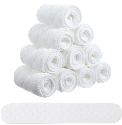 Grevosea 10 Pack Cotton Bra Liners, 3-Layer Washable Sweat Absorber Pad for Under Breast Sweat Pads for Women Reusable Absorber Pads 18.31x3.15 Inch White