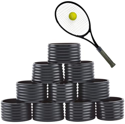 CREATCABIN 10 Stück Silikon Griffring Für Tennisschläger rutschfest Für Pickleball Schläger Squashschläger Racquetball Schläger Baseballschläger Griffe Schwarz 2.7x1.8cm