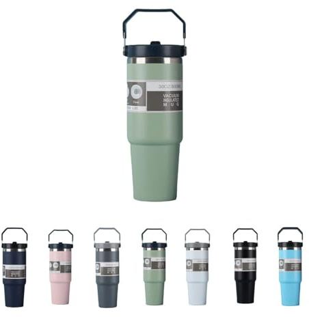 Maideduo IceFlow Tumbler with Flip Straw - 30 oz - Twist Lid and Flip Straw - Leak Resistant Water Bottle - Insulated Stainless Steel - BPA Free (30 OZ Green)