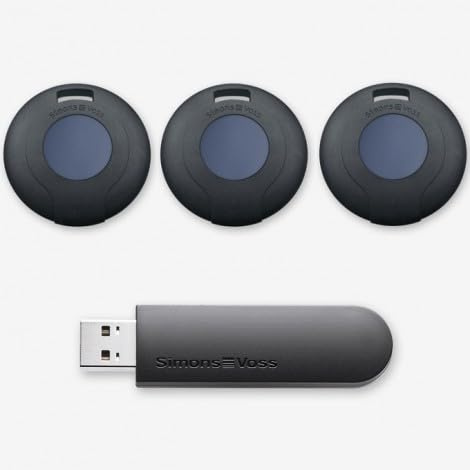 SimonsVoss MobileKey Starter-Set 1 inkl. 3 Transponder + 1 USB-Programmiergerät | Digitales Türschloss-System Schließanlage Elektronischer Schlüssel | Komponente programmieren Zugriffsrechte verwalten