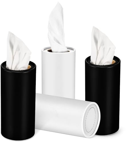 DOITOOL Porta Fazzoletti 4 Pezzi Cilindrico in Cartone Robusto per Auto e Contenitore per Fazzoletti Roton Design Salvaspazio Minimalista per Accessori Viaggio Auto