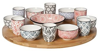 COSY TRENDY 5588014 14 pièces assortis Delirio+1 plateau tournant, diamètre 40cm, Brun