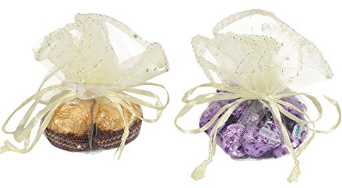 Bezall Organza-Tüll-Kreise mit Kordelzug, 24,9 cm, runde Organza-Beutel, Schmuck, Süßigkeiten, Weihnachten, Hochzeit, Party, Geschenkbeutel, 100 Stück