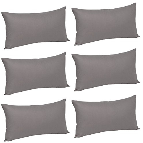 WOLTU® 6X Kissenbezug Kissenhülle 100% Baumwolle mit Reissverschluss, 6er Set Sofakissen Dekokissen Kopfkissen Hülle Bezüge Bezug, 50x70 cm, Dunkel Grau