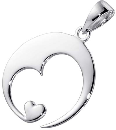MATERIA Damen Herz-Anhänger Silber 925 - Schmuck Kettenanhänger Echtsilber rhodiniert mit Geschenk-Box #KA-16-ohne Kette