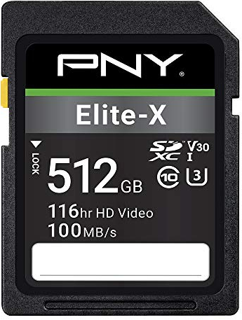 PNY Elite-X SDXC card 512GB Class 10 UHS-I U3 100MB/s