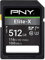 PNY Elite-X SDXC-Karte, 512 GB, Class 10, UHS-I U3, 100 MB/s