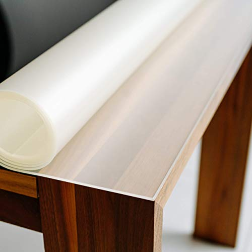Profolio Tischfolie Rechteckig und Leicht Transparent mit abgeschrägter V-Kante - Feinmattierte Tischdecke als Schutz ohne Luftblasen - Matte 2mm Tischfolie - 150 x 90 cm - Größe Wählbar