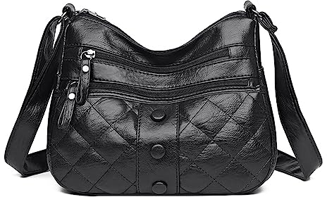 Vohoney Handy Umhängetasche Damen Handy Schultertasche Kleine Tasche Frauen Brieftasche Cross-Body PU Leder Shoulder Bag mit Kartenfächer Verstellbar Abnehmbar Schultergurt(Schwarz Umhängetaschen)