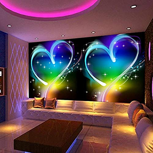 3D Wall Mural Wallpaper Modern Love Heart Ktv Bar Living Room Sofa Background Decor for Walls Wallpaper Grey Wall Sticker Border Living Room for Bedroom Rose Blue Mural kids-400cm×280cm
