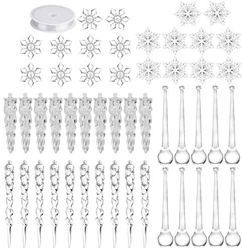 UCSAJI 50PCS Christmas Decor Acrylic Icicles Xmas Tree Pendant Ornament