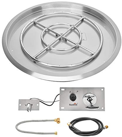 Stanbroil Runde Gas-Feuerstelle mit Funkenzündungsset, 78,9 cm, 304 Edelstahl, Gas-Feuerstelle, Brenner-Einsatz für DIY-Feuerstelle, max. 296.000 BTU - Erdgas-Version