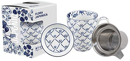 Tokyo Design Studio Set de tasses en érable Bleu/blanc Flora Japonica – 8,5 x 10,2 cm 380 ml