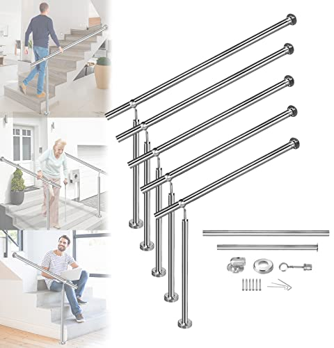 LARS360 Edelstahl Handlauf Eingangsgeländer Geländer Treppengeländer Rostfrei Wandhandlauf Wandhalter Wand Treppe für Drinnen Draußen Treppen Balkon Brüstung - Höhe: 90cm Längen: 100cm