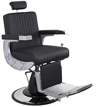 MELCAP Professioneller Friseurstuhl Madison aus schwarzem Leder