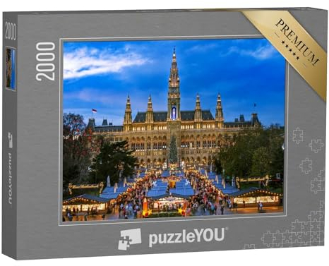 puzzleYOU: Puzzle 2000 Teile „Weihnachtsmarkt in Wien, winterliches Motiv“ – aus der Puzzle-Kollektion Wien, Österreich
