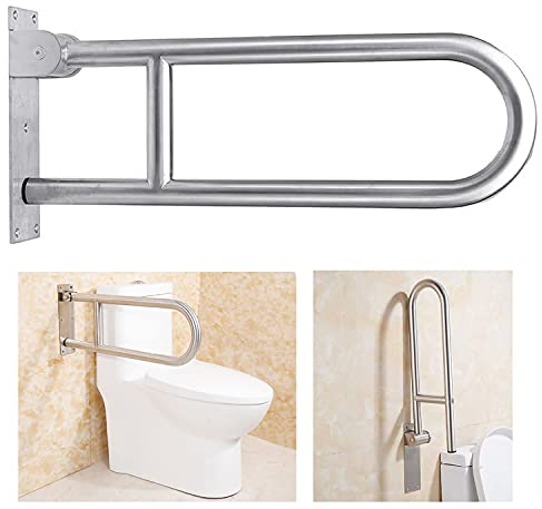 60cm Wandstützgriff Aufstehhilfe Stützklappgriff WC Edelstahl Haltegriff Toilette Anti-Rutsch Sicherheitsgriffe Bad WC für Senioren & Behinderte
