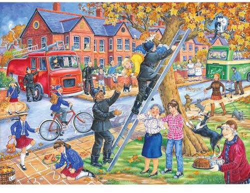 The House of Puzzles - Saving Miss Kitty Jigsaw - Big 250 Piece Jigsaws For Adults & Kids, Extra Large Pieces, Artist Illustrated, Scenic Landscape, Deluxe Puzzle Gifts