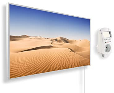 Riscaldatore a infrarossi Könighaus - 800 Watt + termostato smart e APP Könighaus - una stufetta elettrica a basso consumo - Cornice bianca (12. Deserto)