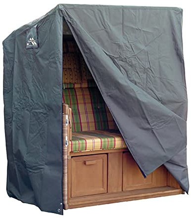 Strandkorb Schutzhülle, Strandkorbhüllen aus 600D Oxford Gewebe und PVC Beschichtung, Wasserdicht Winterfest Strandkorb Abdeckung, Abdeckhaube für Strandkorb mit UV-Beständiges (152 x 95 x 140/165cm)